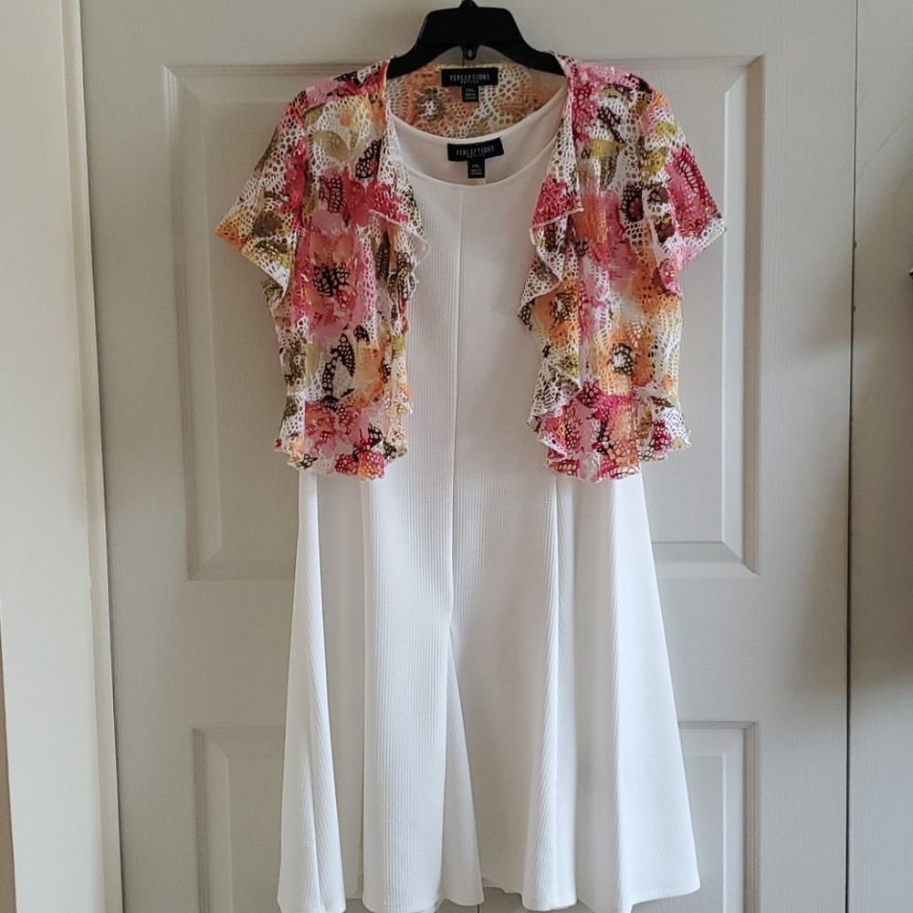 2 piece sleeveless dress with shrug-Petite XL